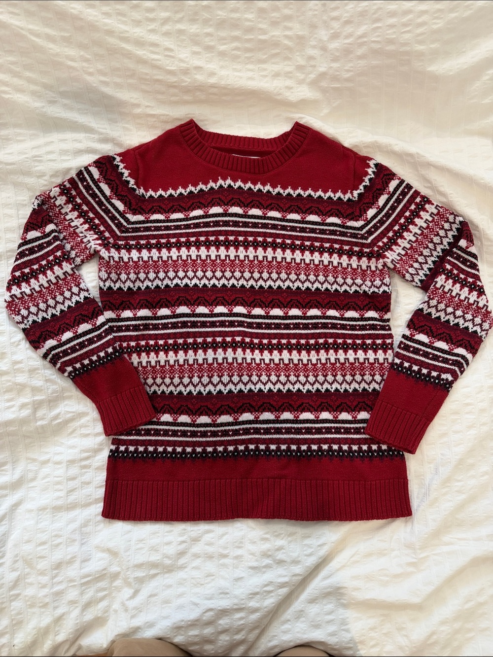 Croft & Barrow Woman’s Red Fair Isle Sweater/ Size Small Petite/ Like New